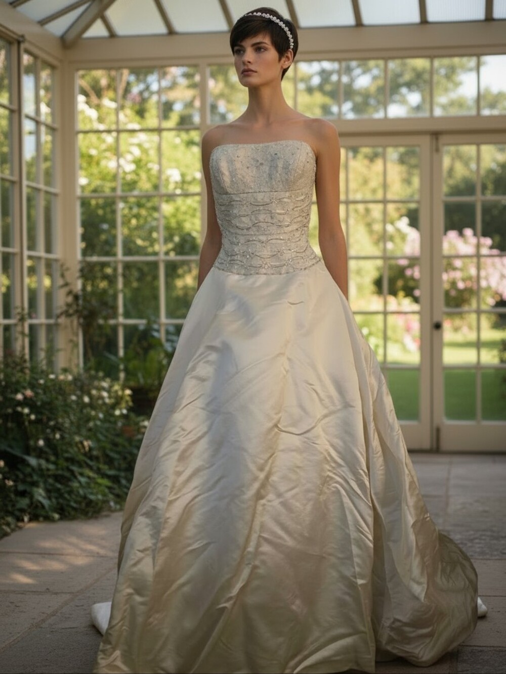 Vintage Lazaro Silk Bridal Ballgown - Size 10